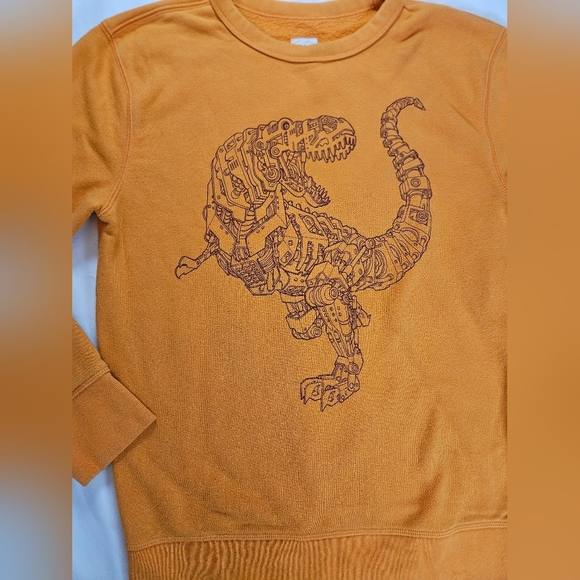 Gap Kids Boys Orange Long Sleeve Crewneck Pullover Dinosaur Sweater Size XXL - Picture 2 of 11